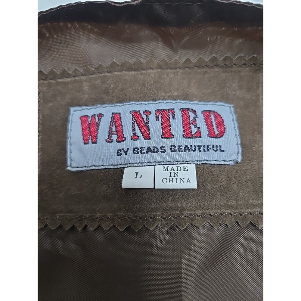 Wanted Genuine Leather Feather Appliqué Vest Western Festival Large - Picture 3 of 10
